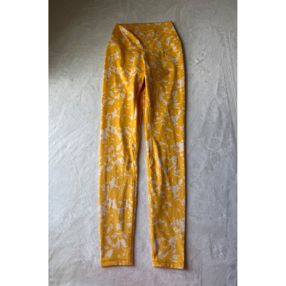 Colorfulkoala Womens Yellow Floral High Waisted Yoga Leggings Size S Small